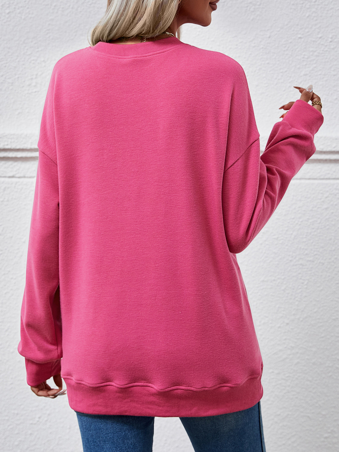 Dropped Shoulder Sweatshirt with Pockets dropped shoulder design