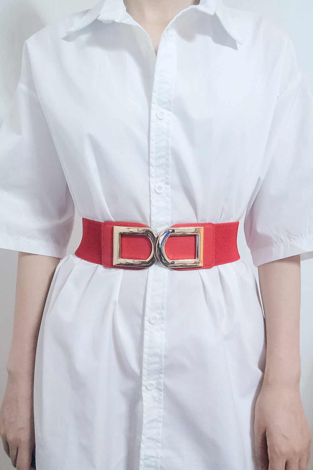 Double D Buckle PU Belt double buckle detail