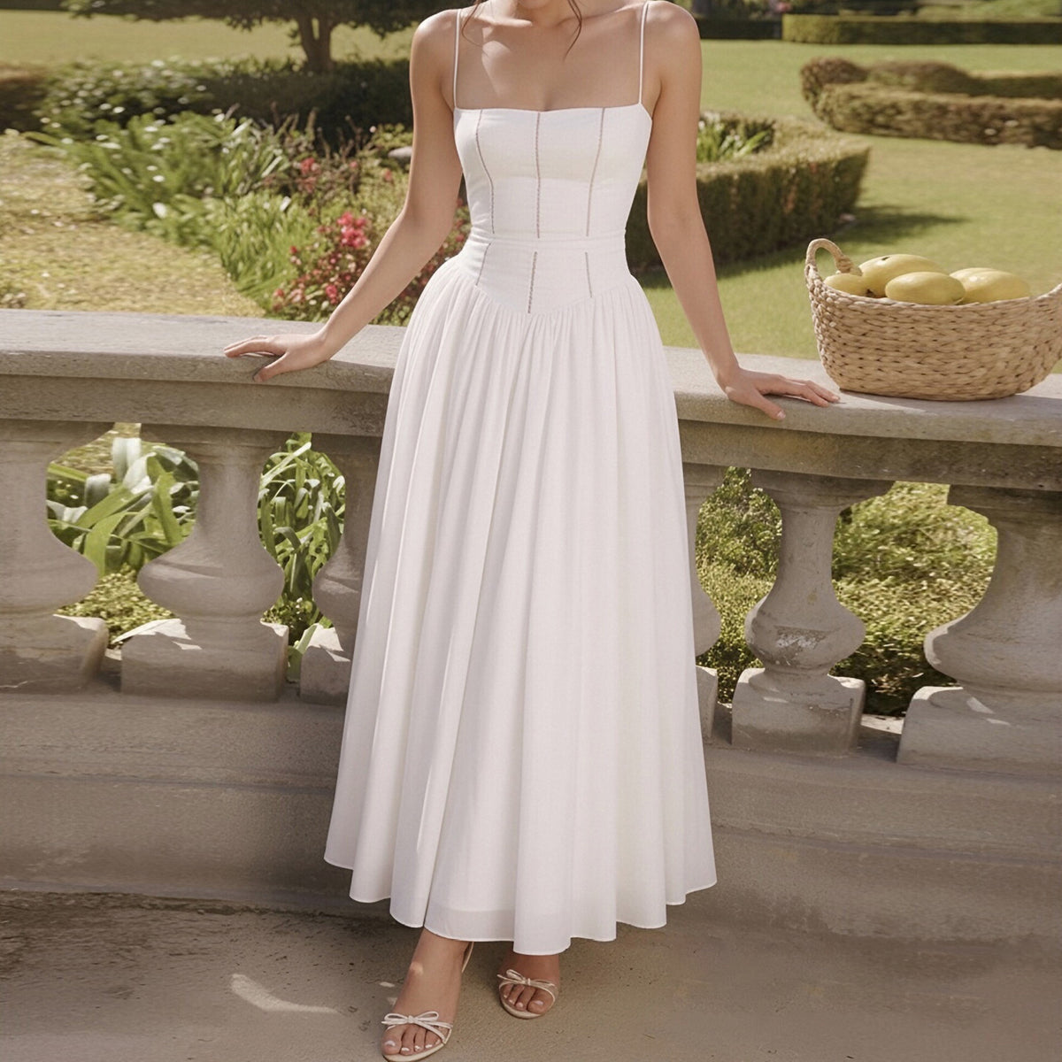 Elegant Summer Flared Strap Dress – Floral Style showcasing flared design and stunning floral patterns for summer elegance.