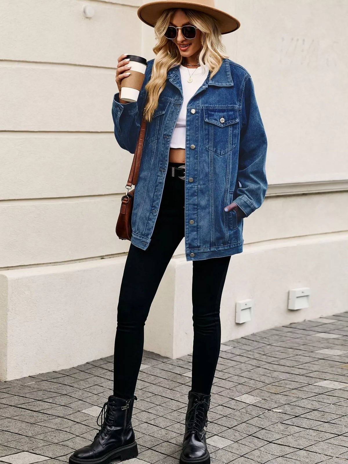 Oversized Button Up Denim Jacket casual style