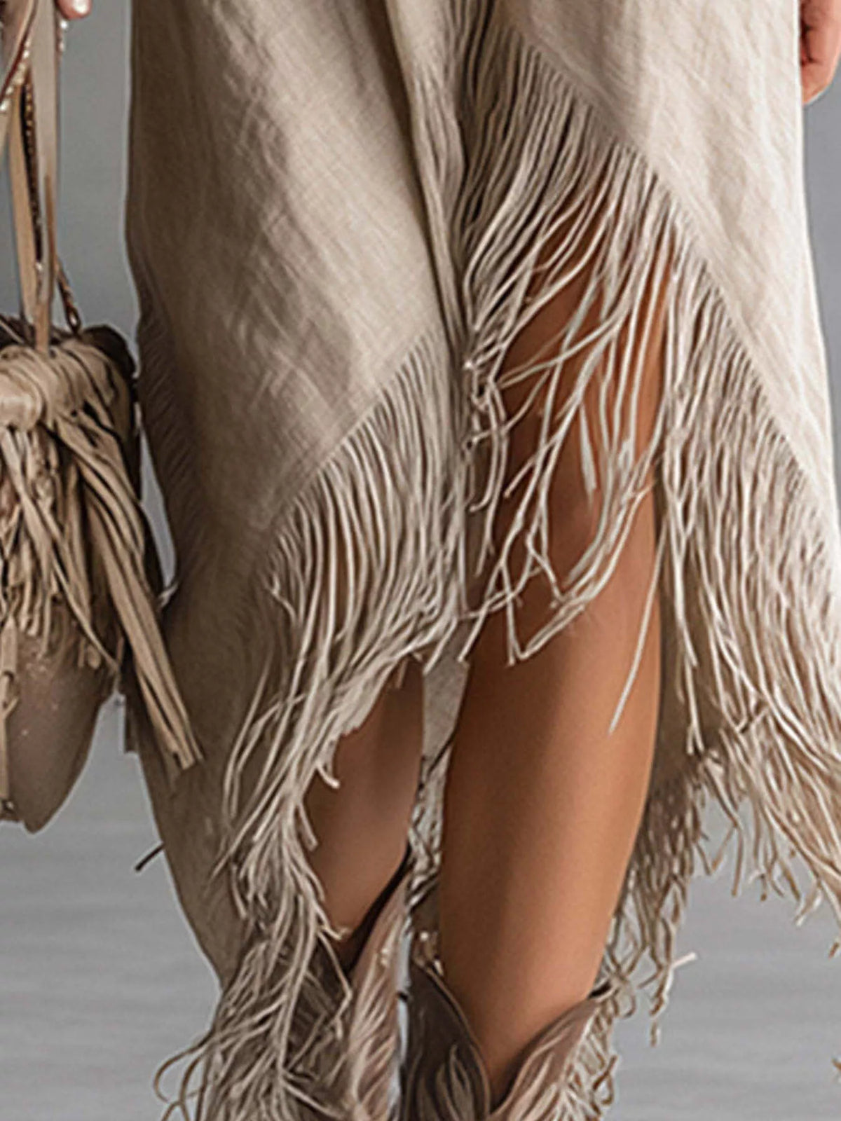 Fringe Hem Zip-Up Shirt Dress women&