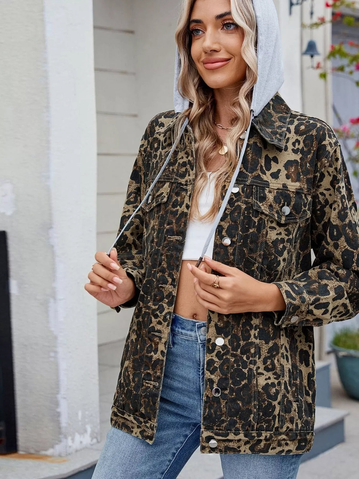 Oversized Button Up Denim Jacket casual style