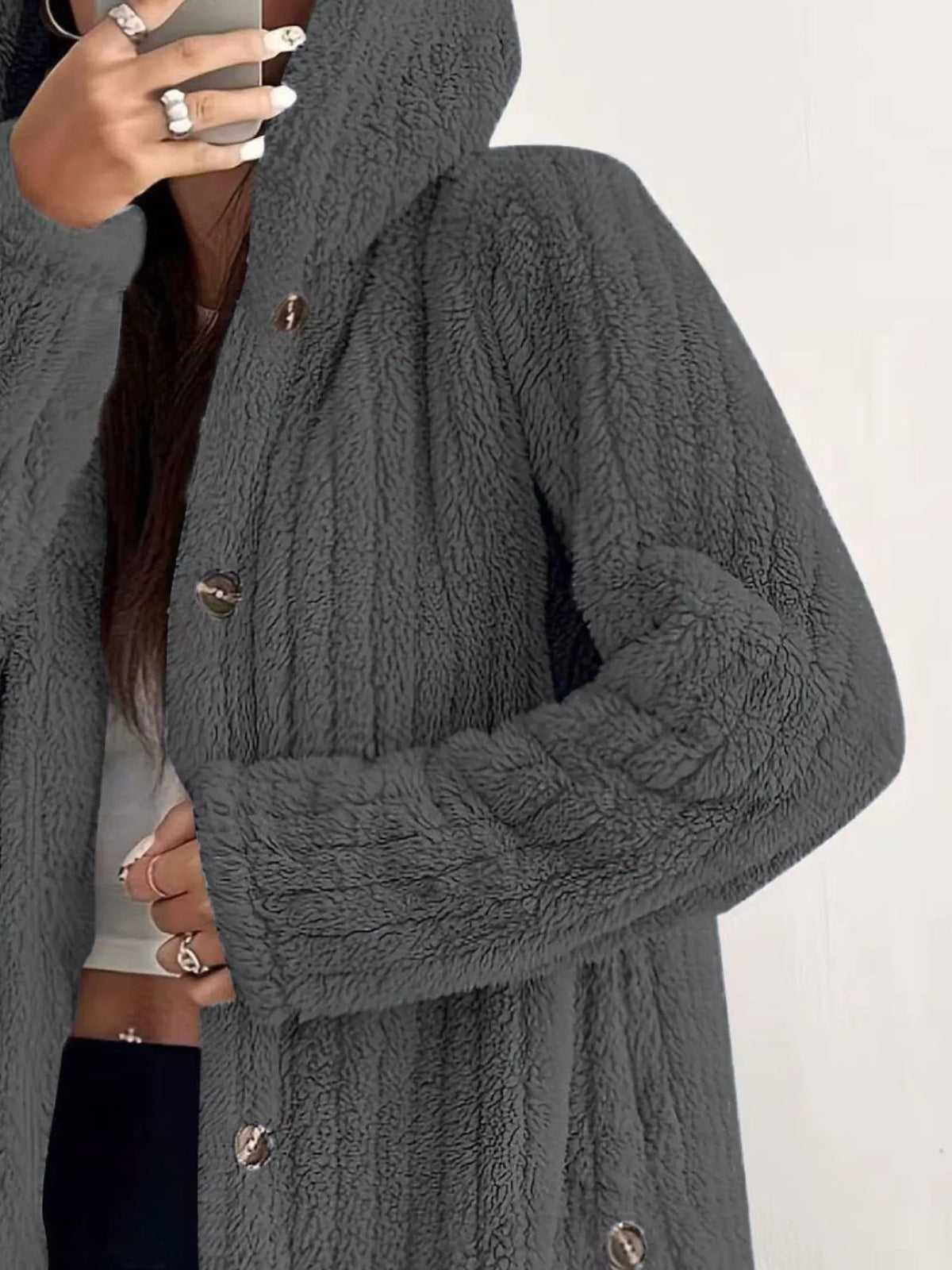 Plus Size Fleece Hooded Jacket women&