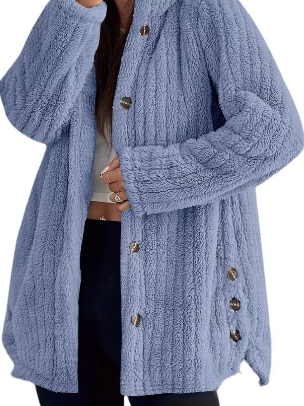 Plus Size Fleece Hooded Jacket women&