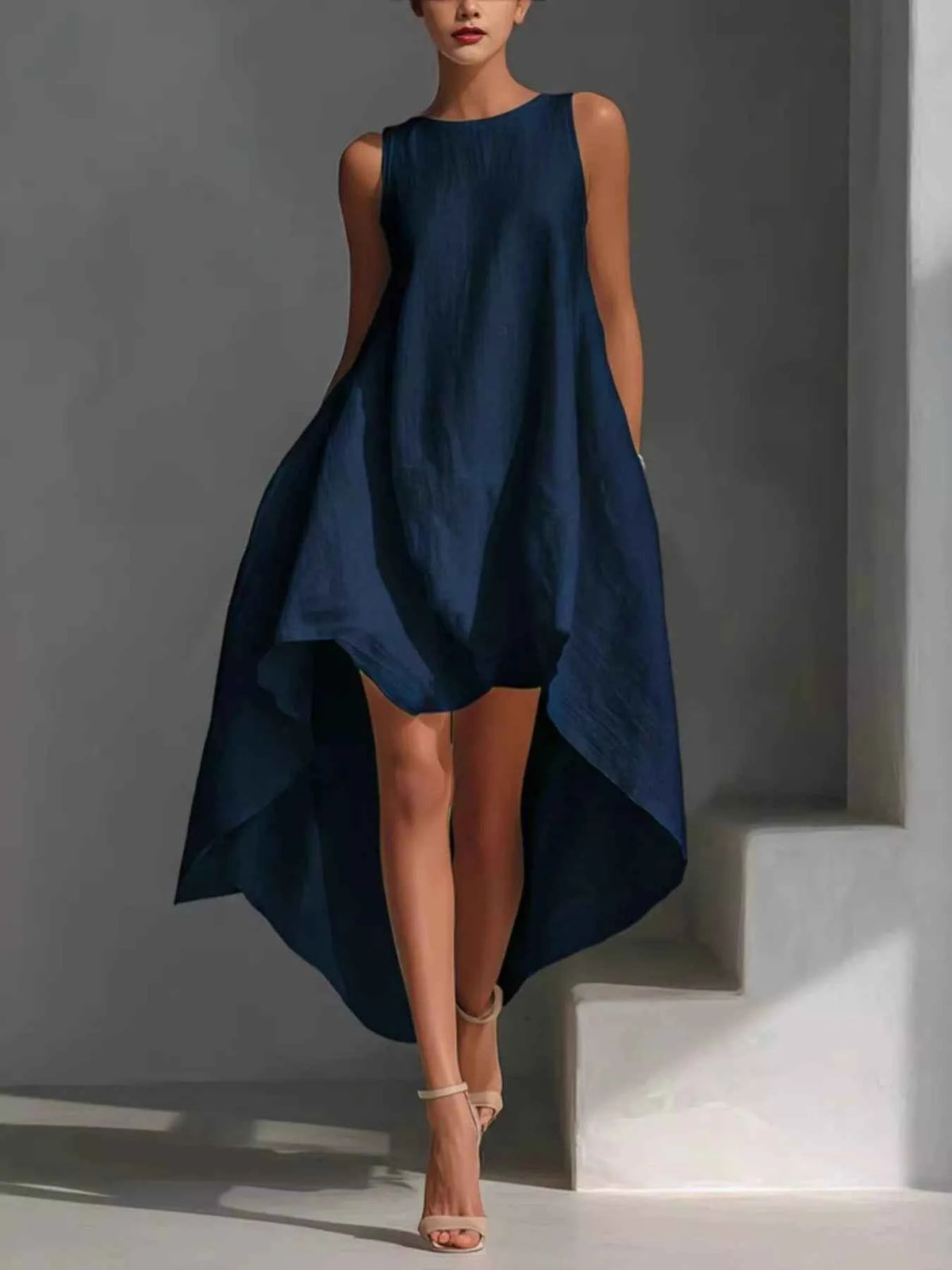 Effortlessly Chic Asymmetrical Sleeveless Dress for Any Occasion