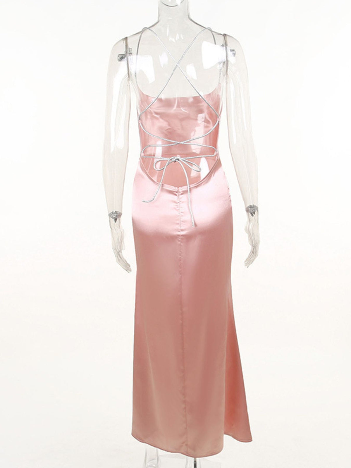 Slinky satin cowl neck dress evening outfit