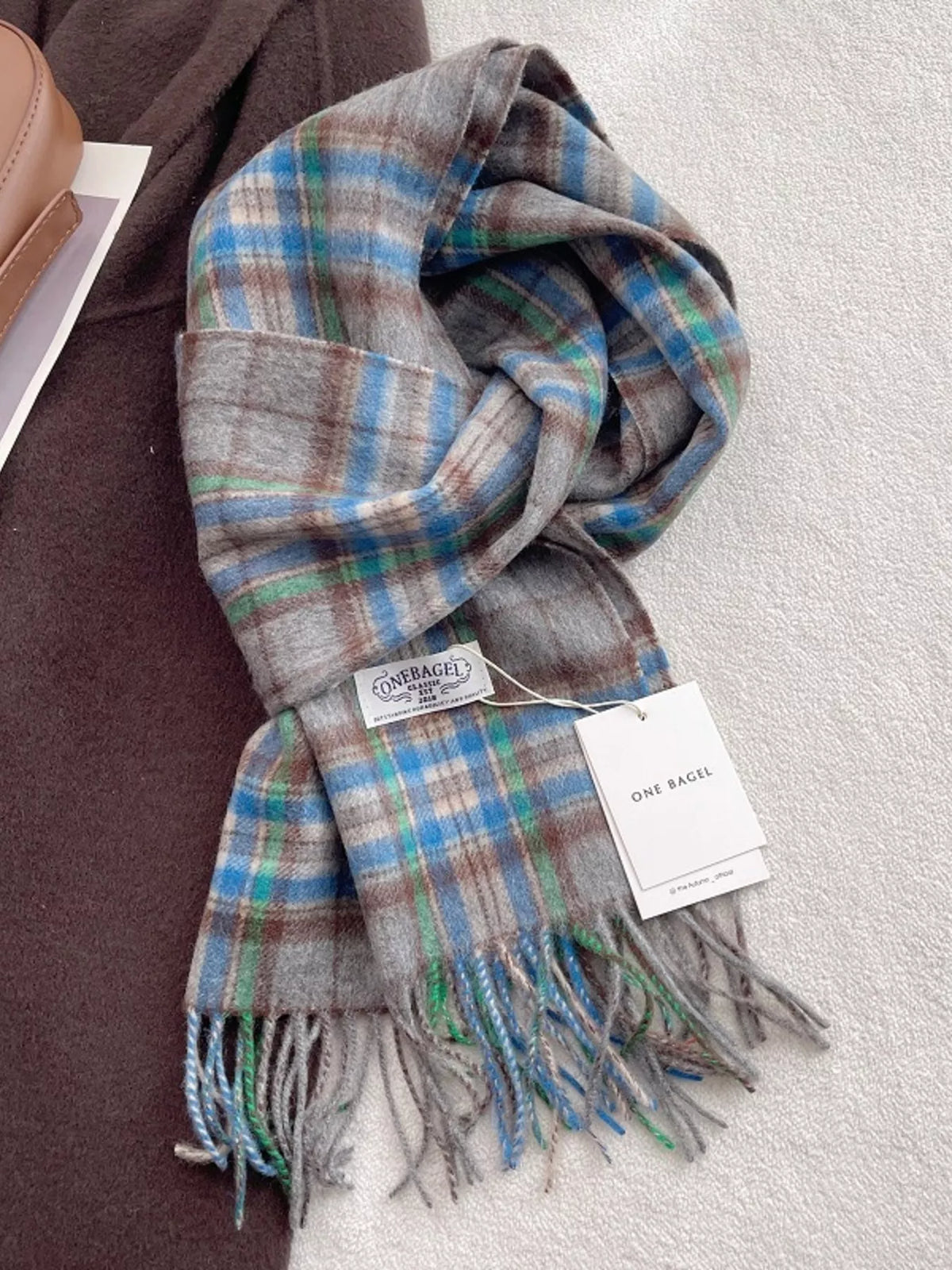 100 Wool Plaid Fringe Scarf wool fabric