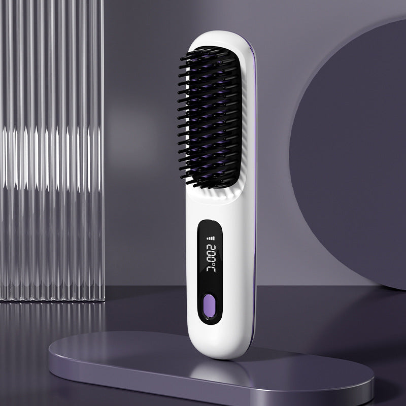 Wireless hair straightener brush for smooth hair