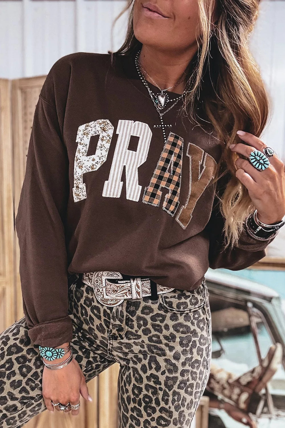 PRAY Crew Neck Sweatshirt women&