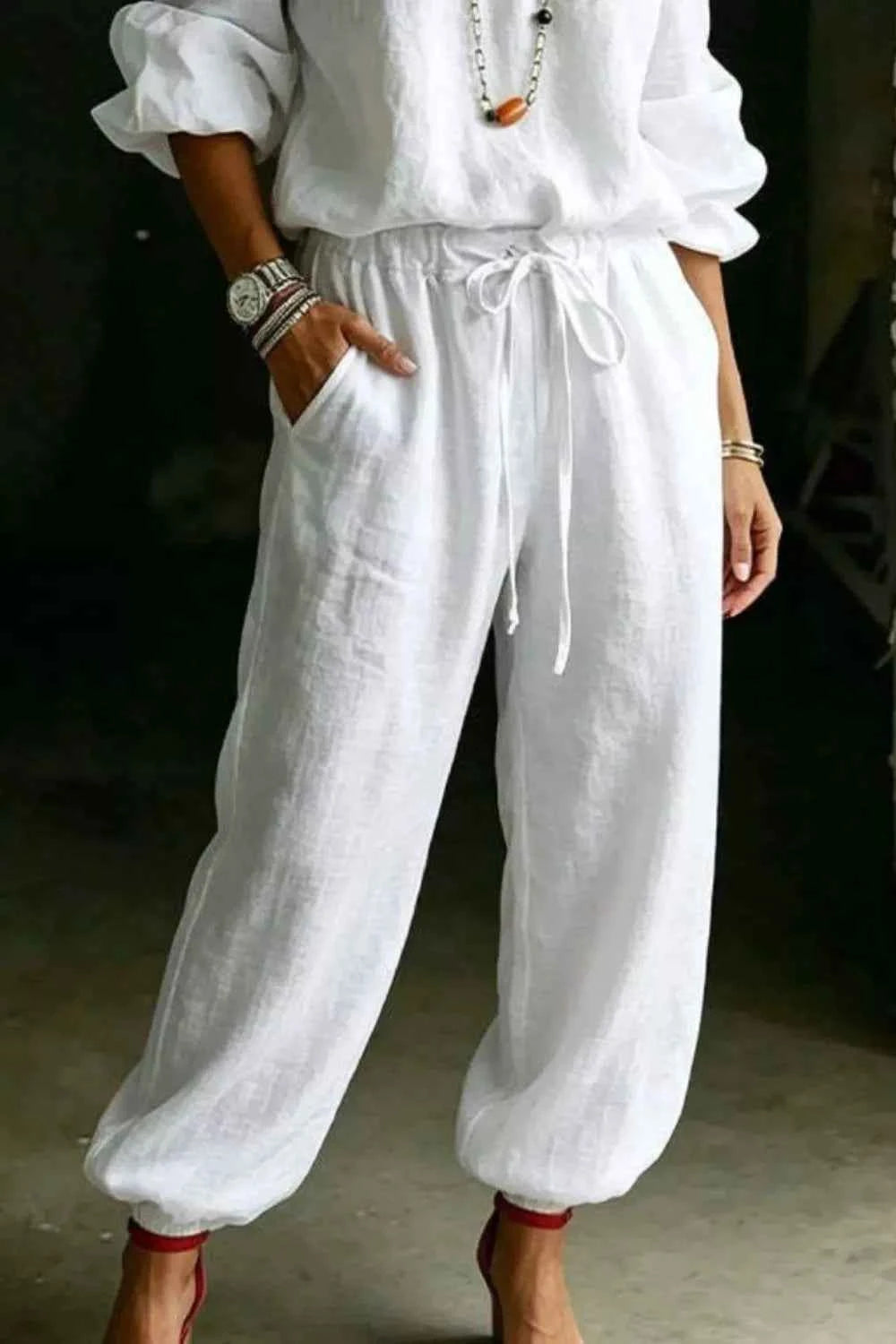 Elevate Your Style with Our Plus Size Off-Shoulder Set: Chic Top & Pants Combo