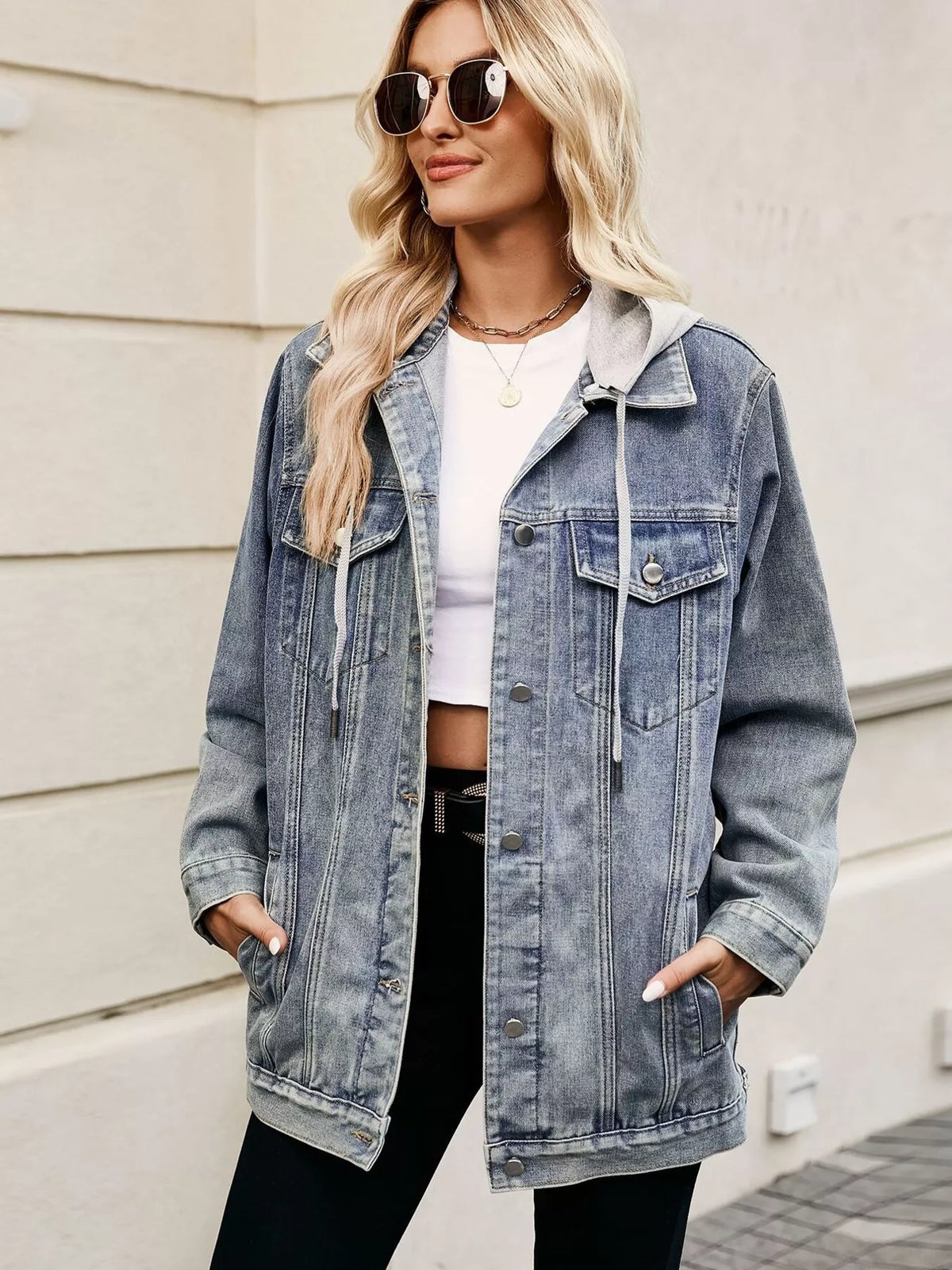Oversized Button Up Denim Jacket casual style