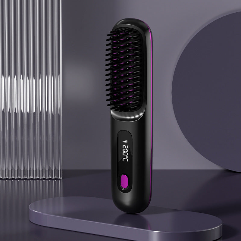 Wireless hair straightener brush for smooth hair