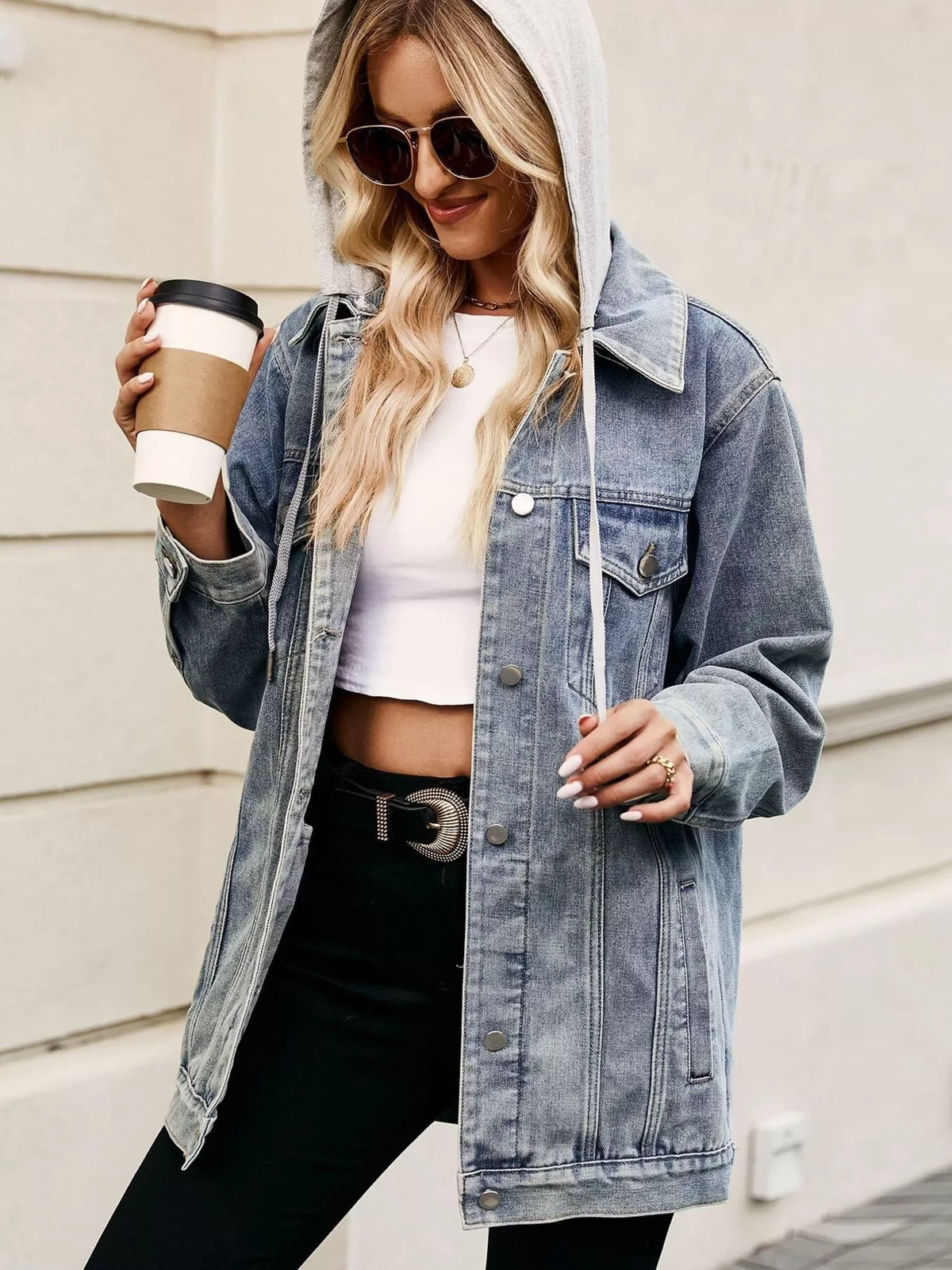 Oversized Button Up Denim Jacket casual style