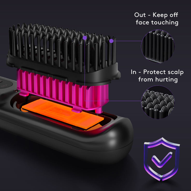 Wireless hair straightener brush for smooth hair