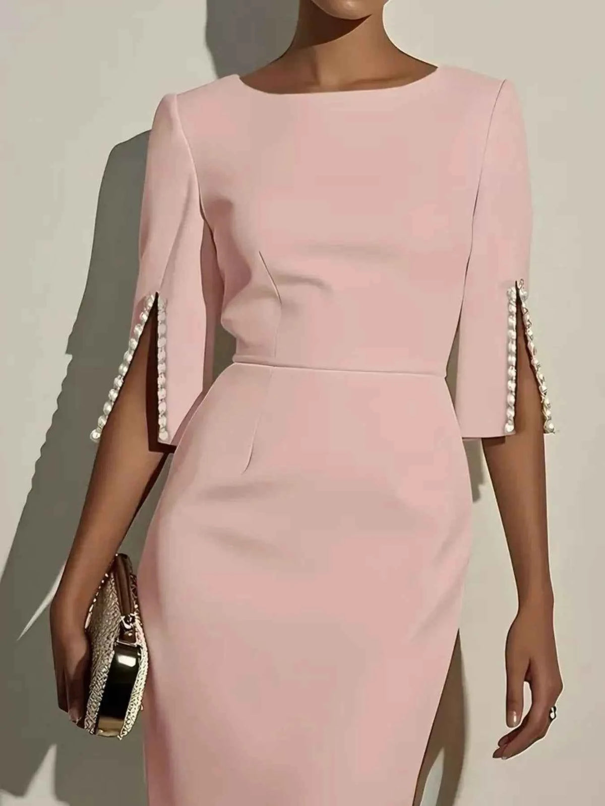 Transform Your Style with Our Elegant Midi Dress with Slit Sleeves