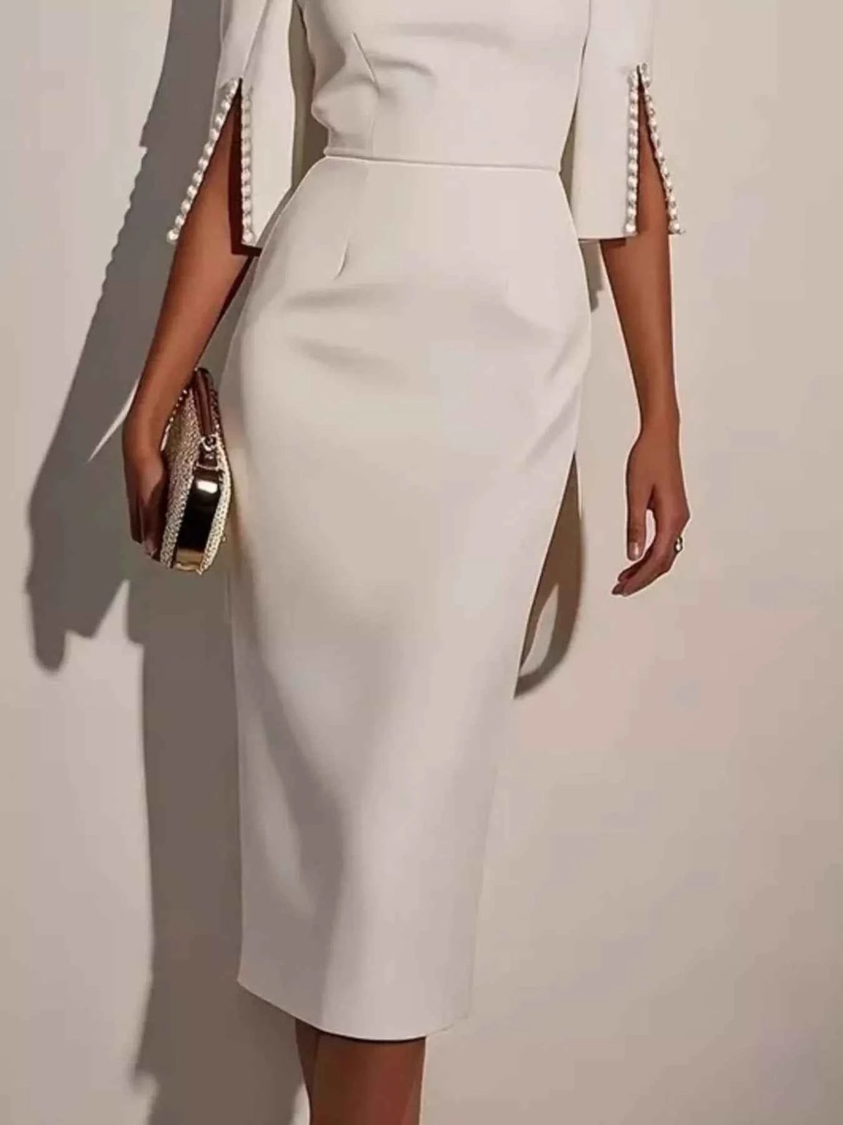 Transform Your Style with Our Elegant Midi Dress with Slit Sleeves