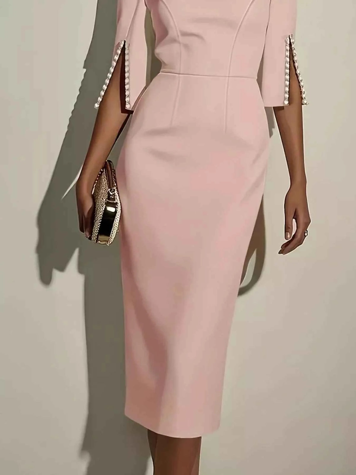 Transform Your Style with Our Elegant Midi Dress with Slit Sleeves