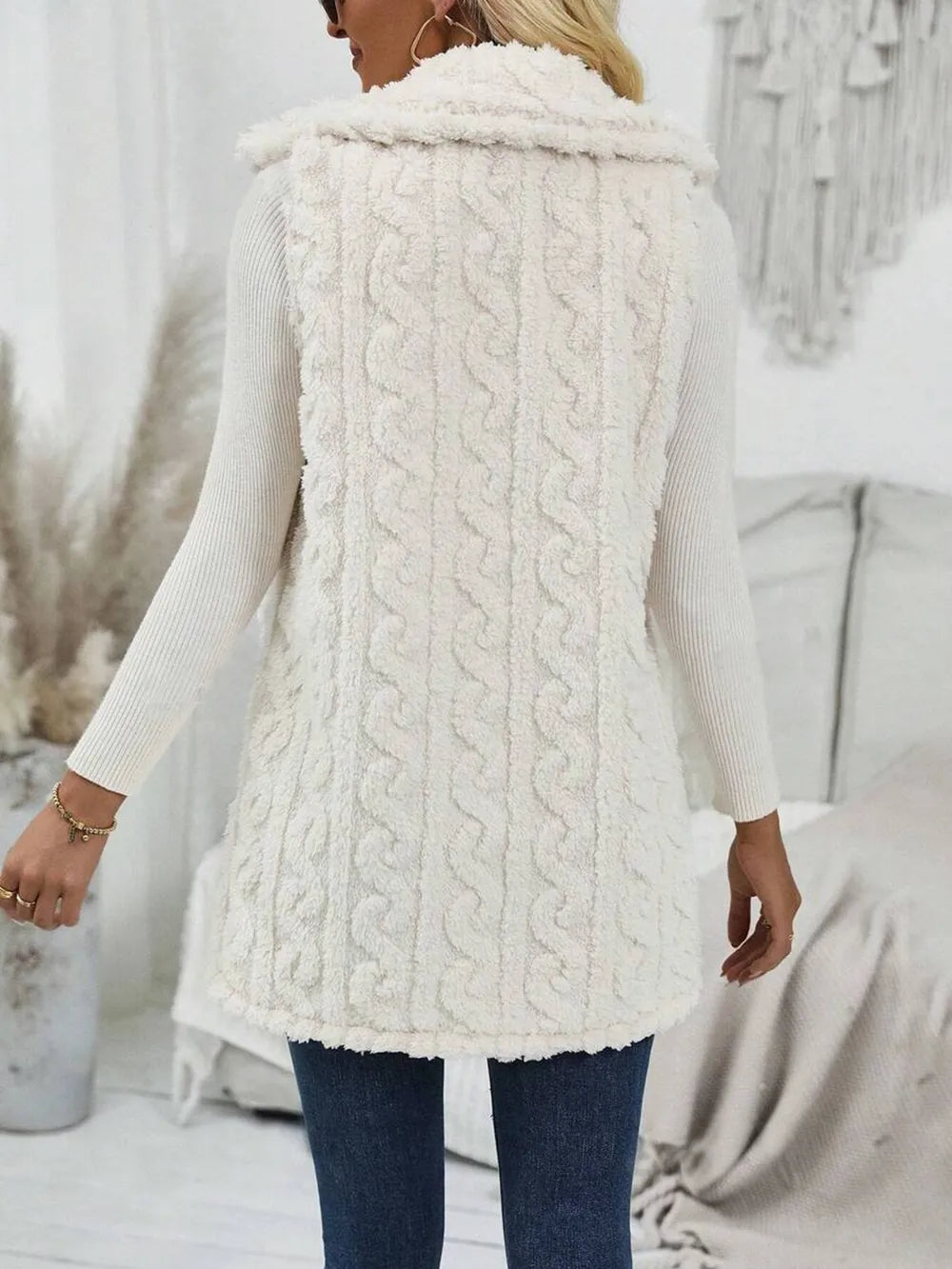 Fuzzy Button Up Vest Coat cozy style