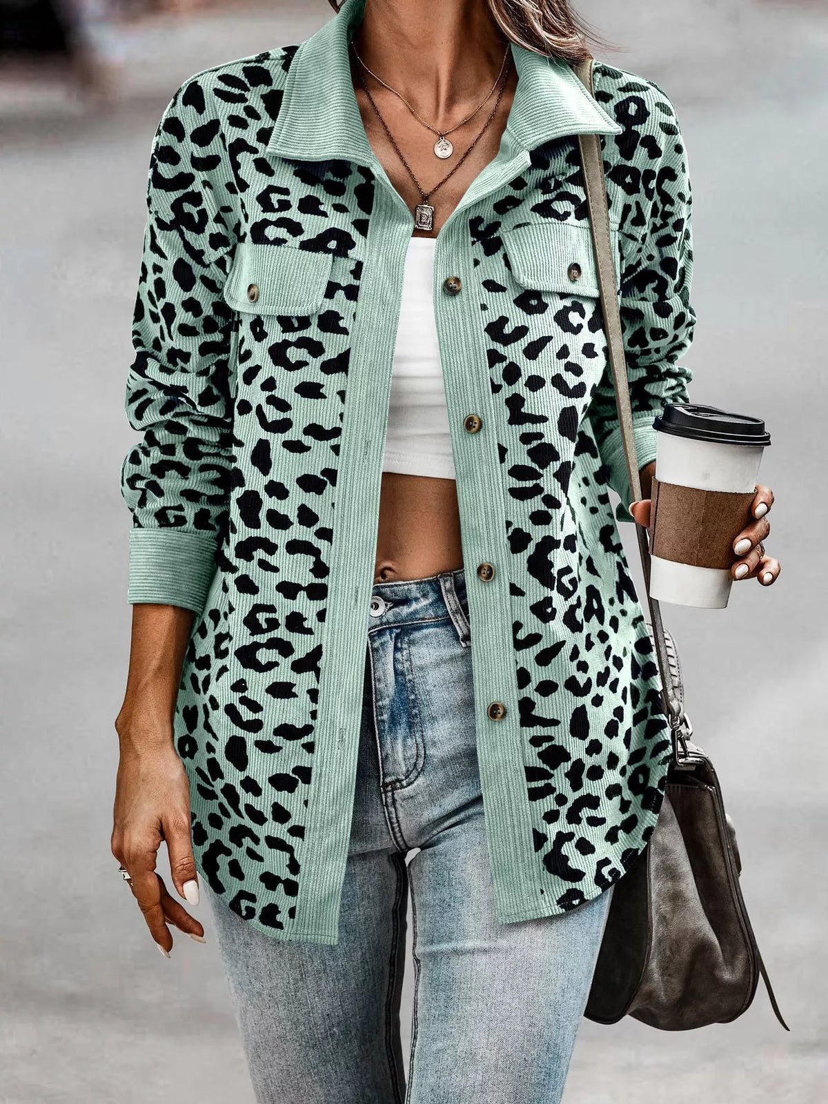Plus Size Leopard Print Jacket leopard print design