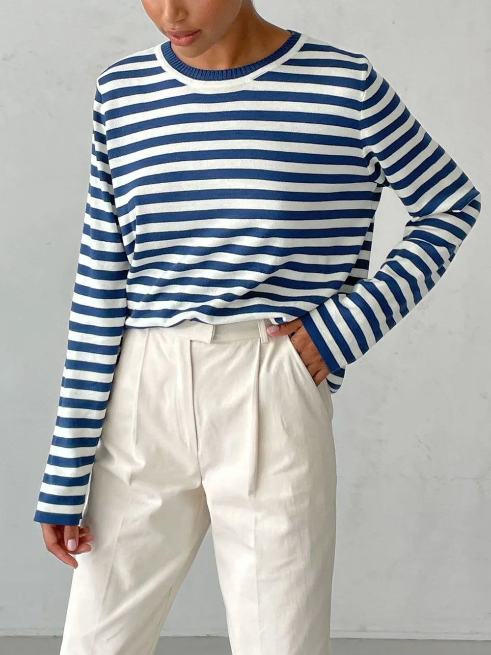 Striped Long Sleeve Sweater styled outfit