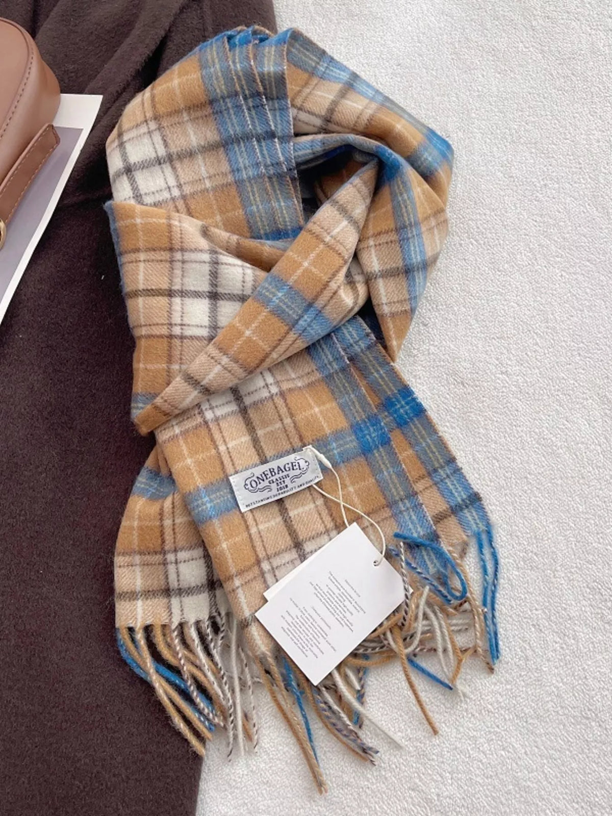 100 Wool Plaid Fringe Scarf wool fabric