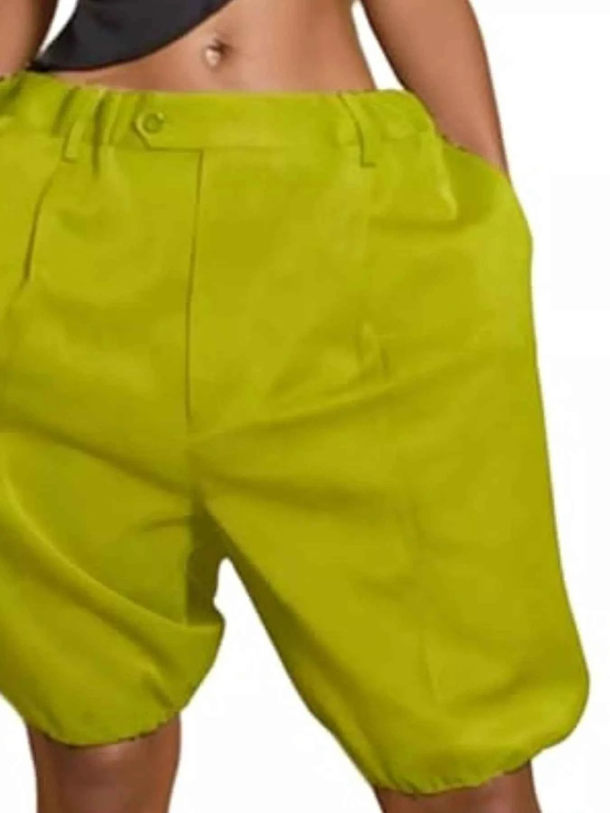Pleated high waist shorts with drawstring waist