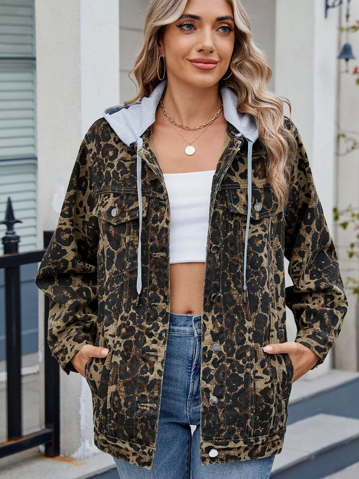 Oversized Button Up Denim Jacket casual style