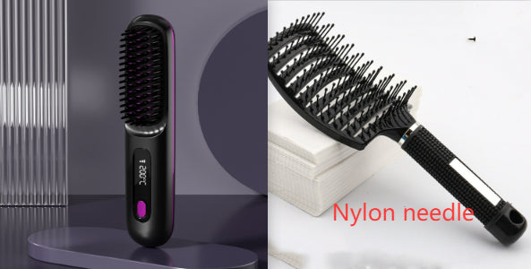 Wireless hair straightener brush for smooth hair