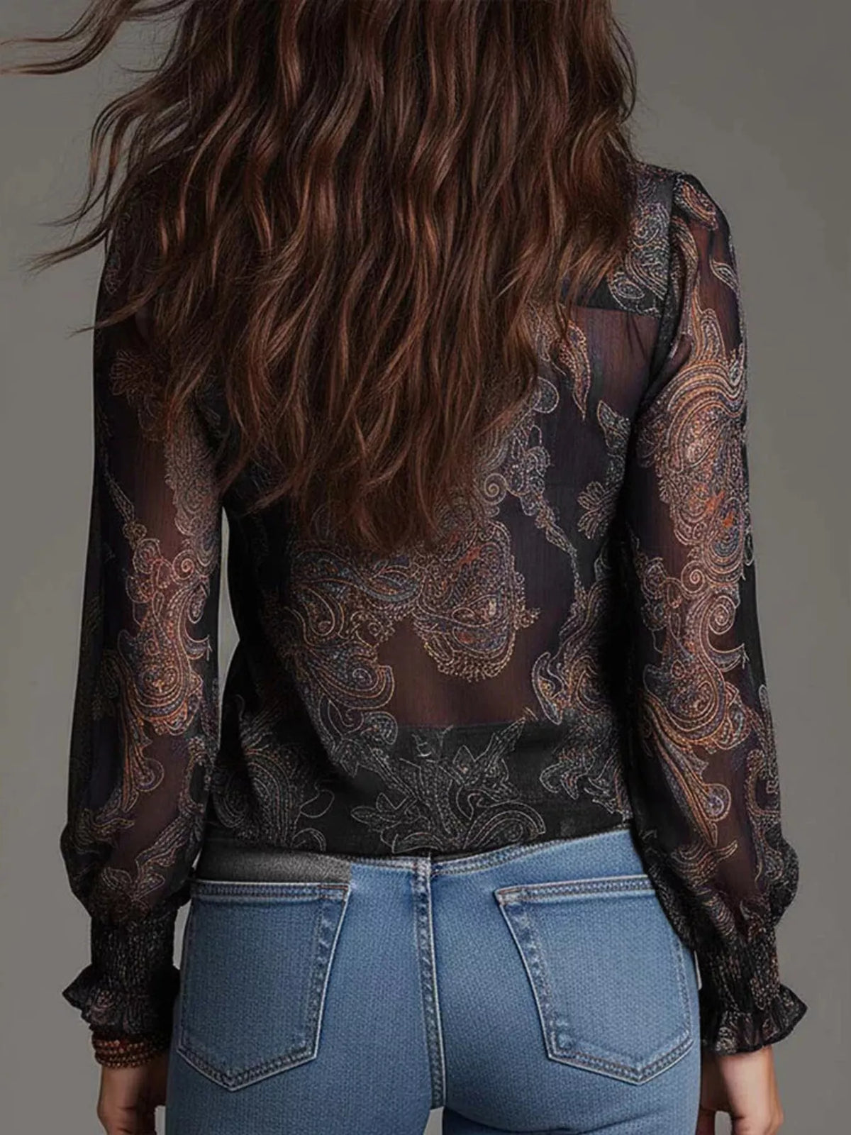 Plus Size Paisley Print Blouse women&