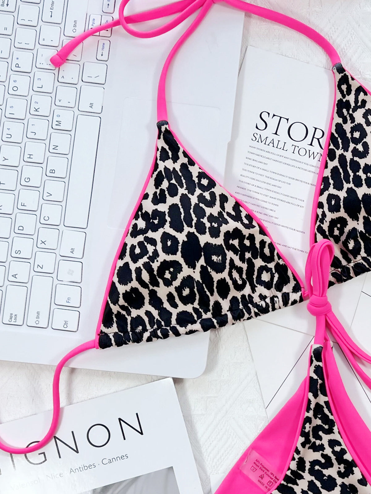 Leopard Print Bikini Set halter neck