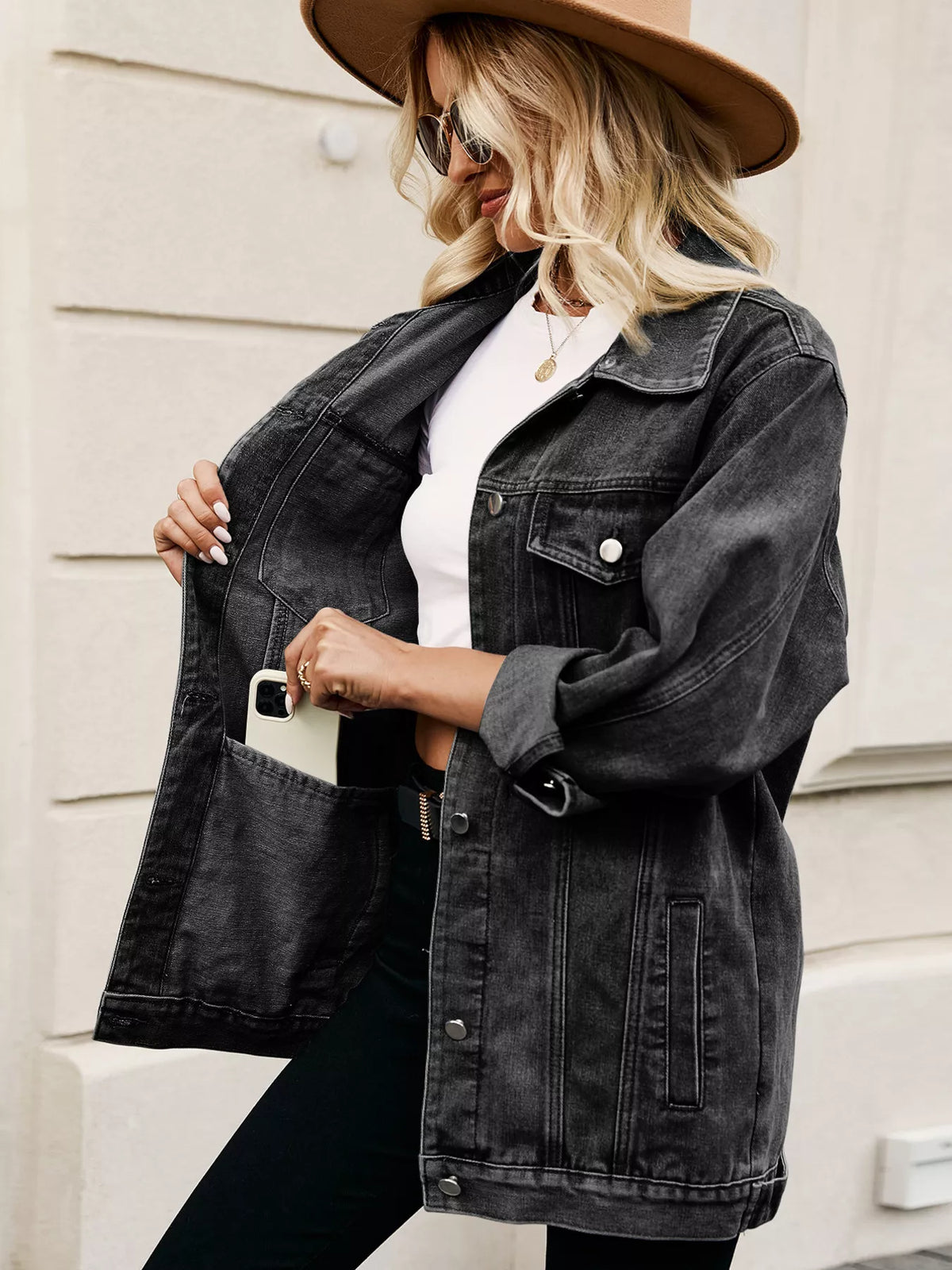 Oversized Button Up Denim Jacket casual style