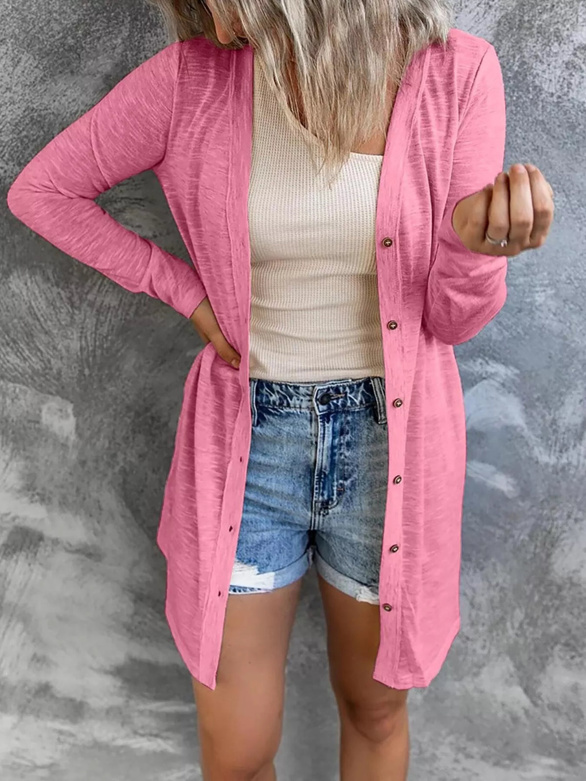 Lightweight Button-Down Cardigan women&
