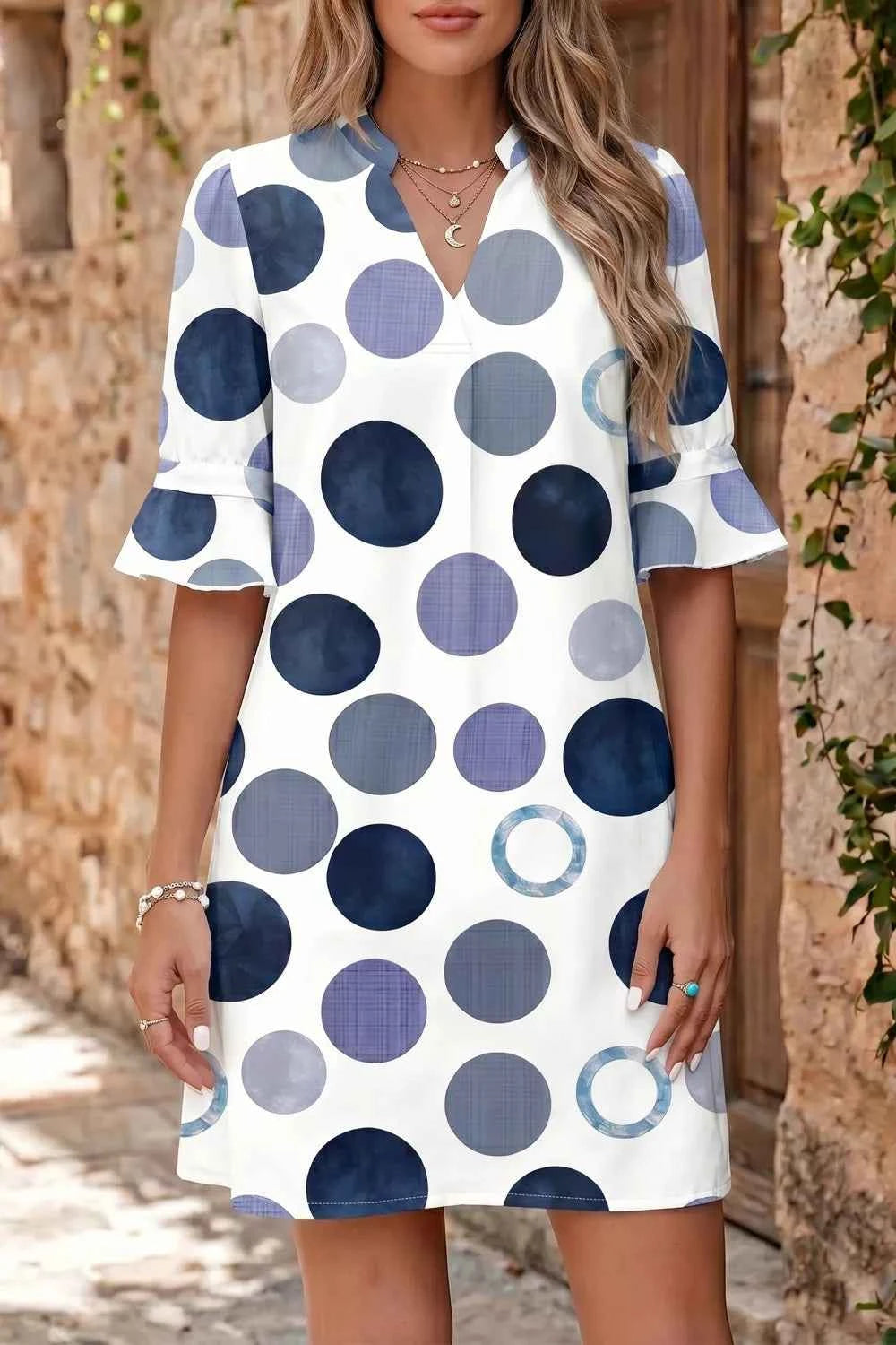 Chic Polka Dot Flounced Mini Dress for Effortless Summer Style