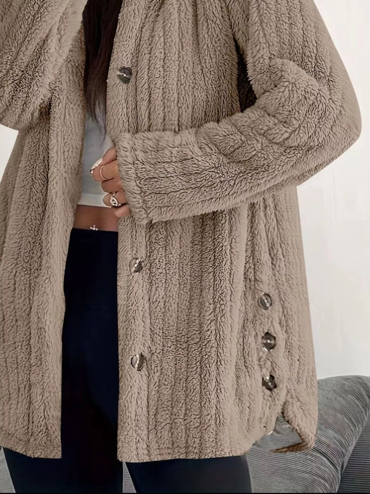 Plus Size Fleece Hooded Jacket women&