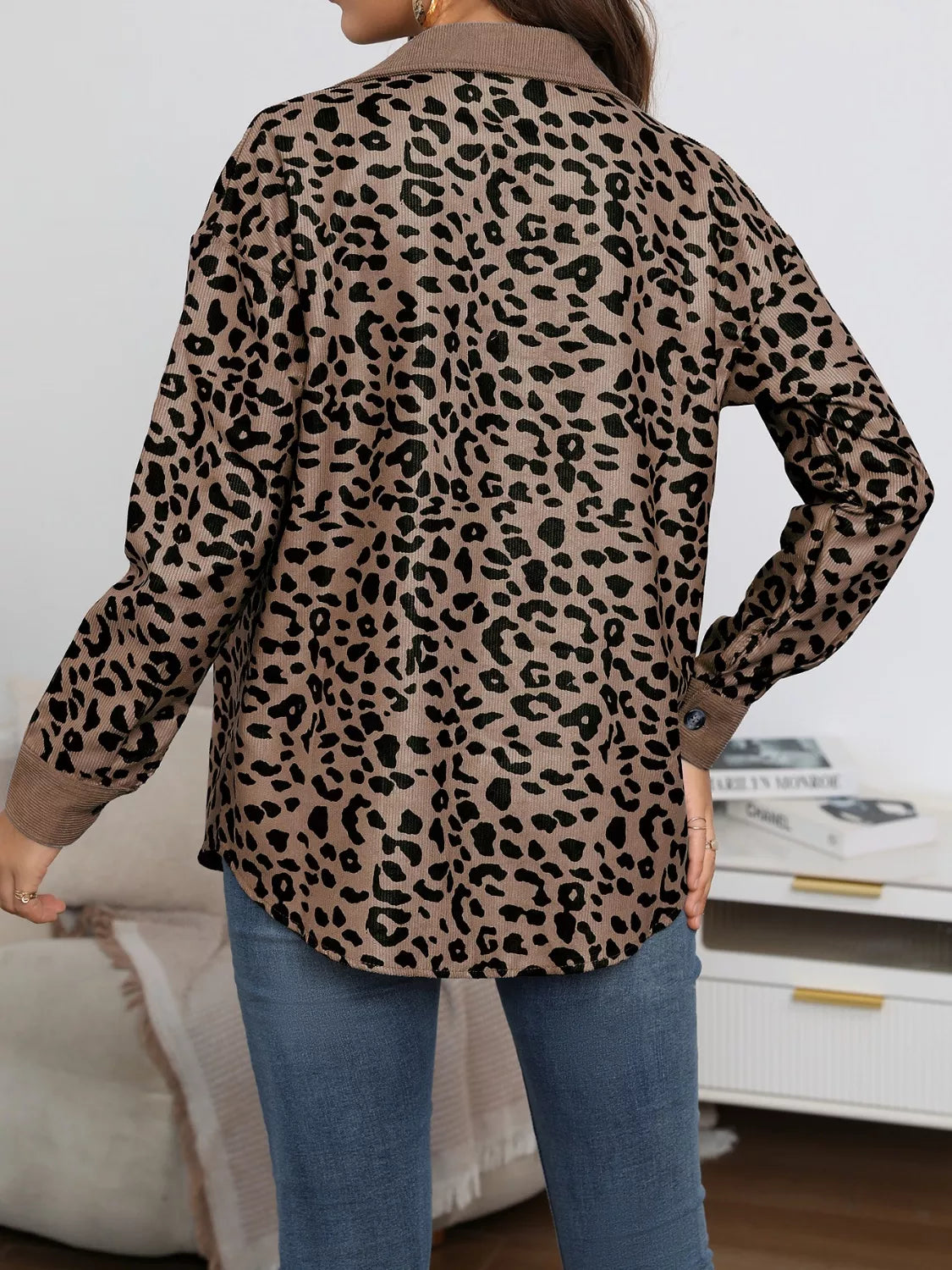 Plus Size Leopard Print Jacket leopard print design