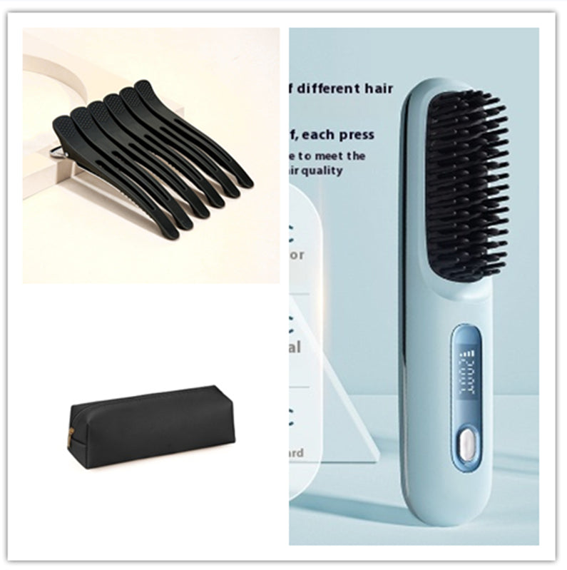 Wireless hair straightener brush for smooth hair