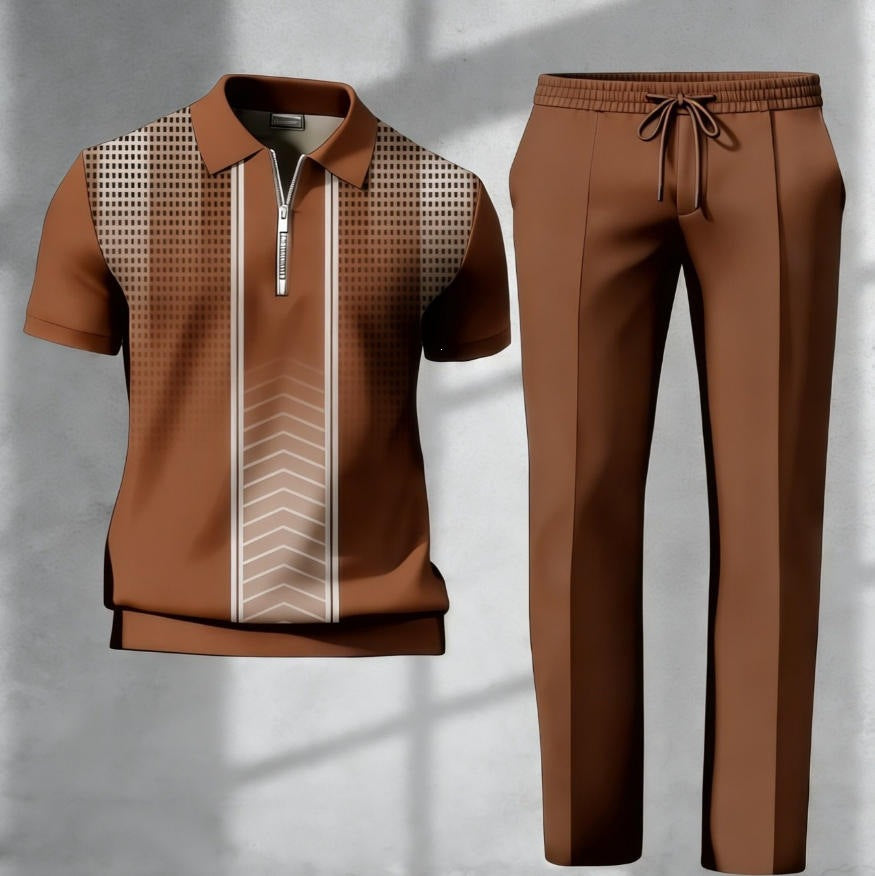 Mens 3D printed shirt and pants set casual outfit