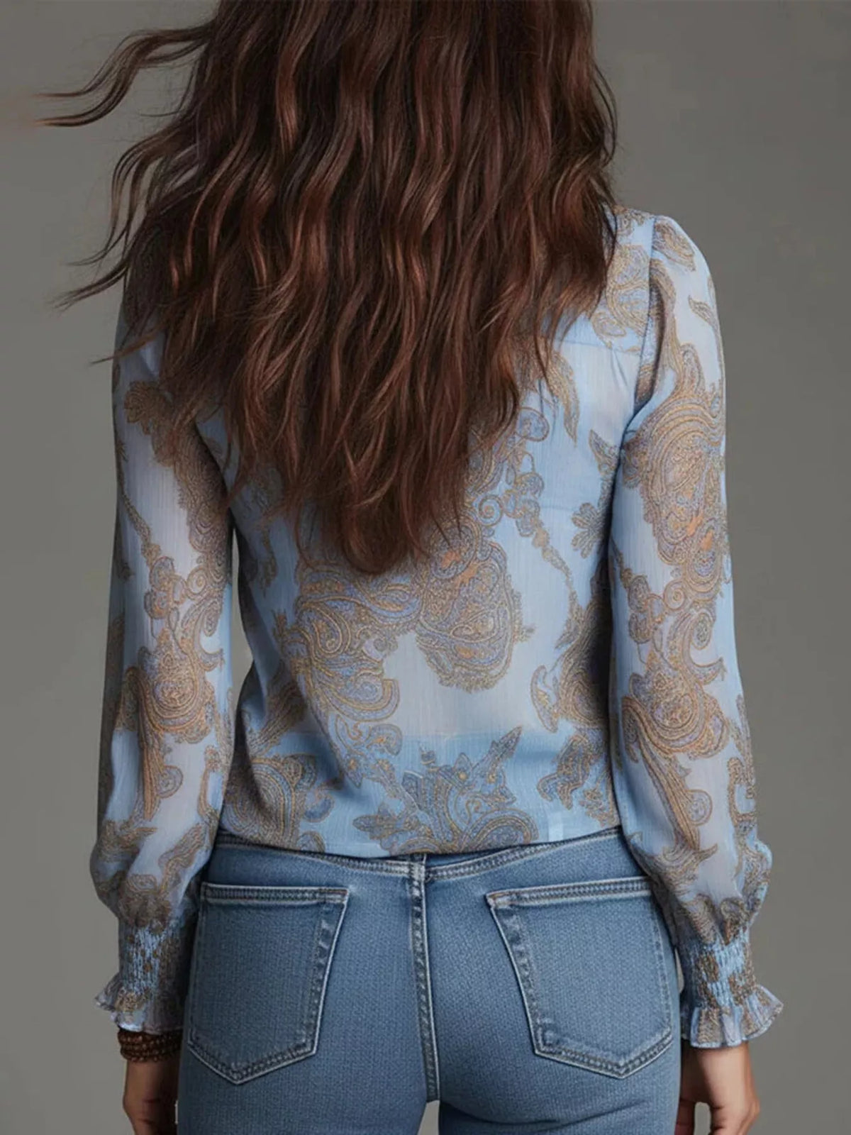 Plus Size Paisley Print Blouse women&