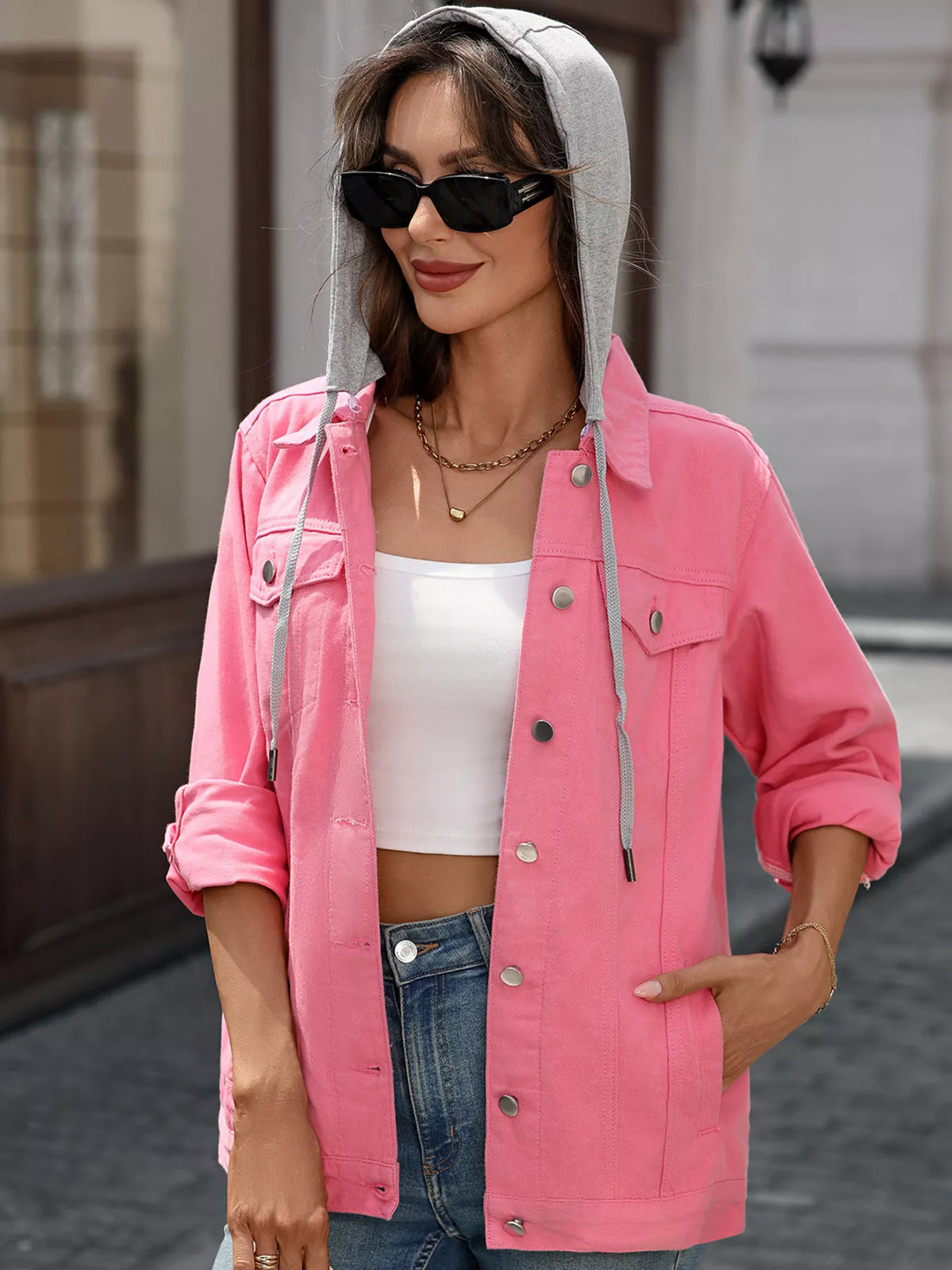 Oversized Button Up Denim Jacket casual style