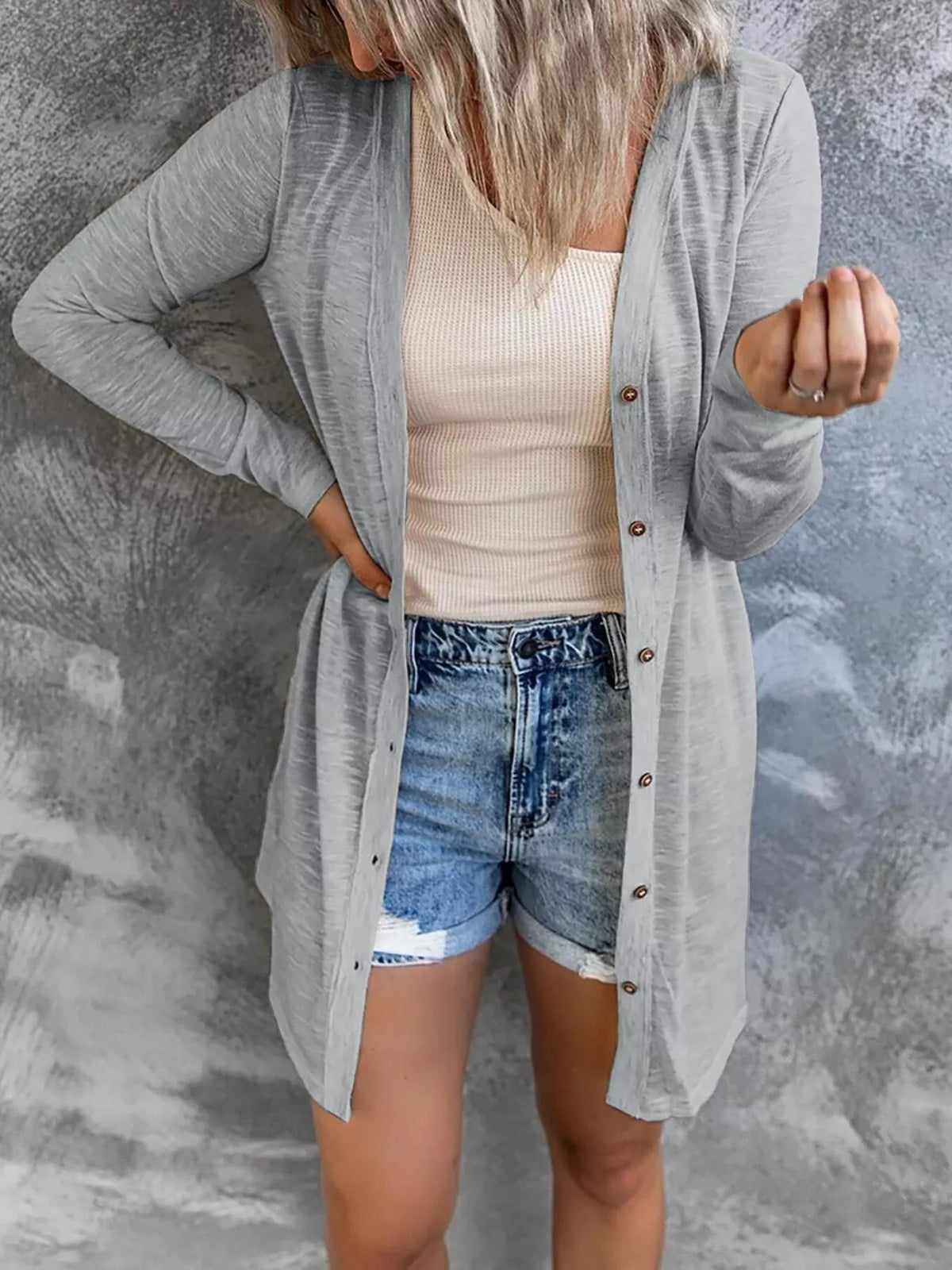 Lightweight Button-Down Cardigan women&