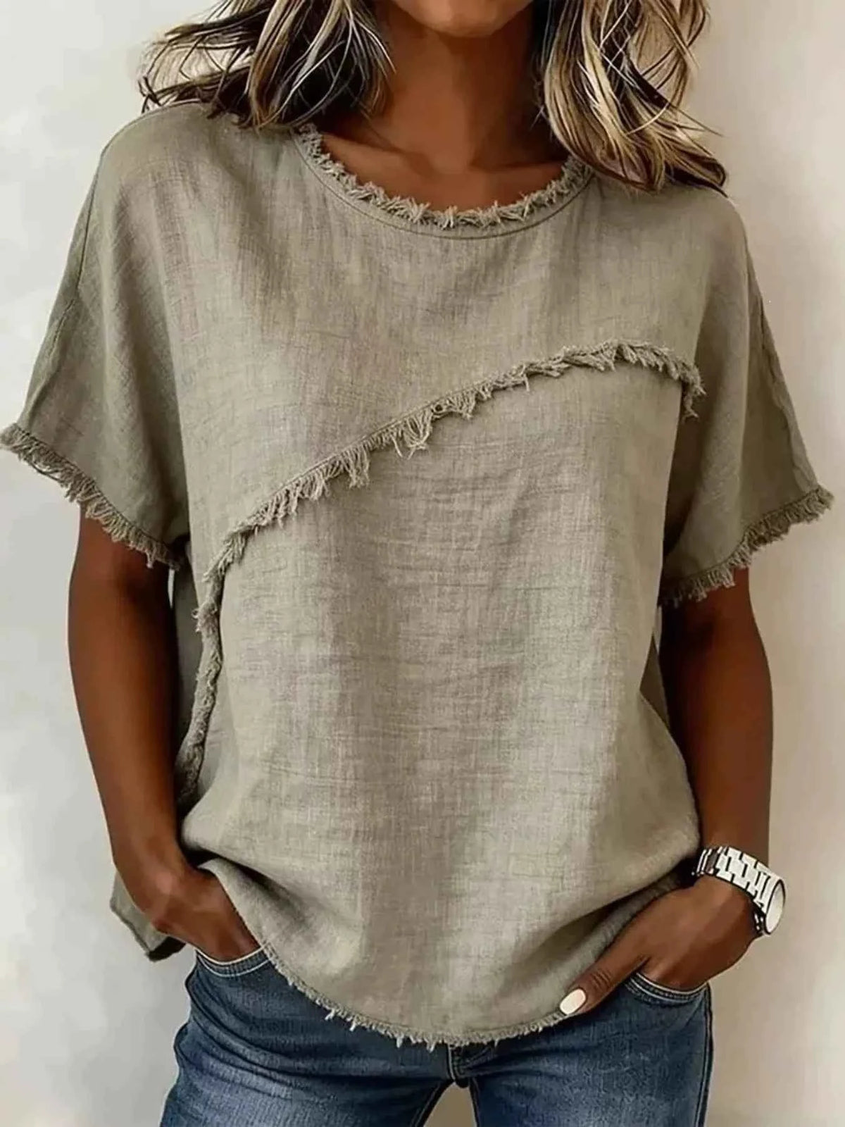 Upgrade Your Look with Our Plus Size Frayed Hem Top for Effortless Chic
