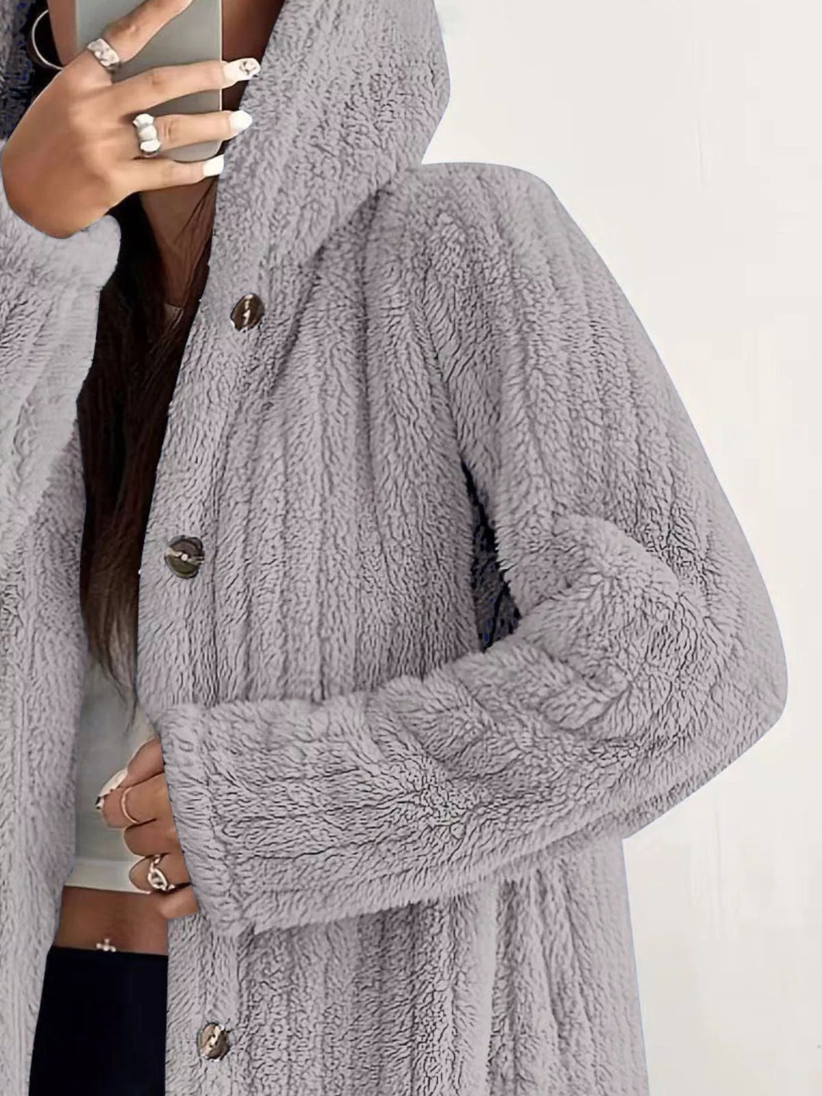 Plus Size Fleece Hooded Jacket women&