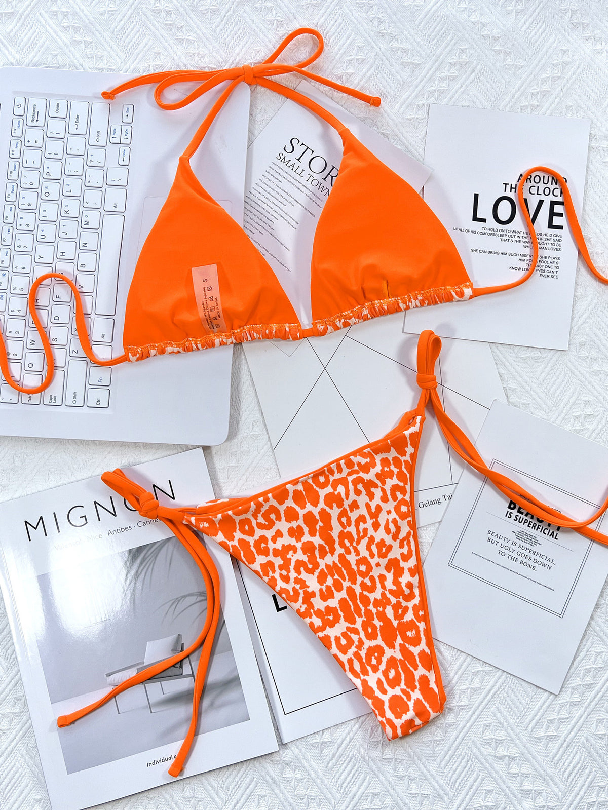 Leopard Print Bikini Set halter neck