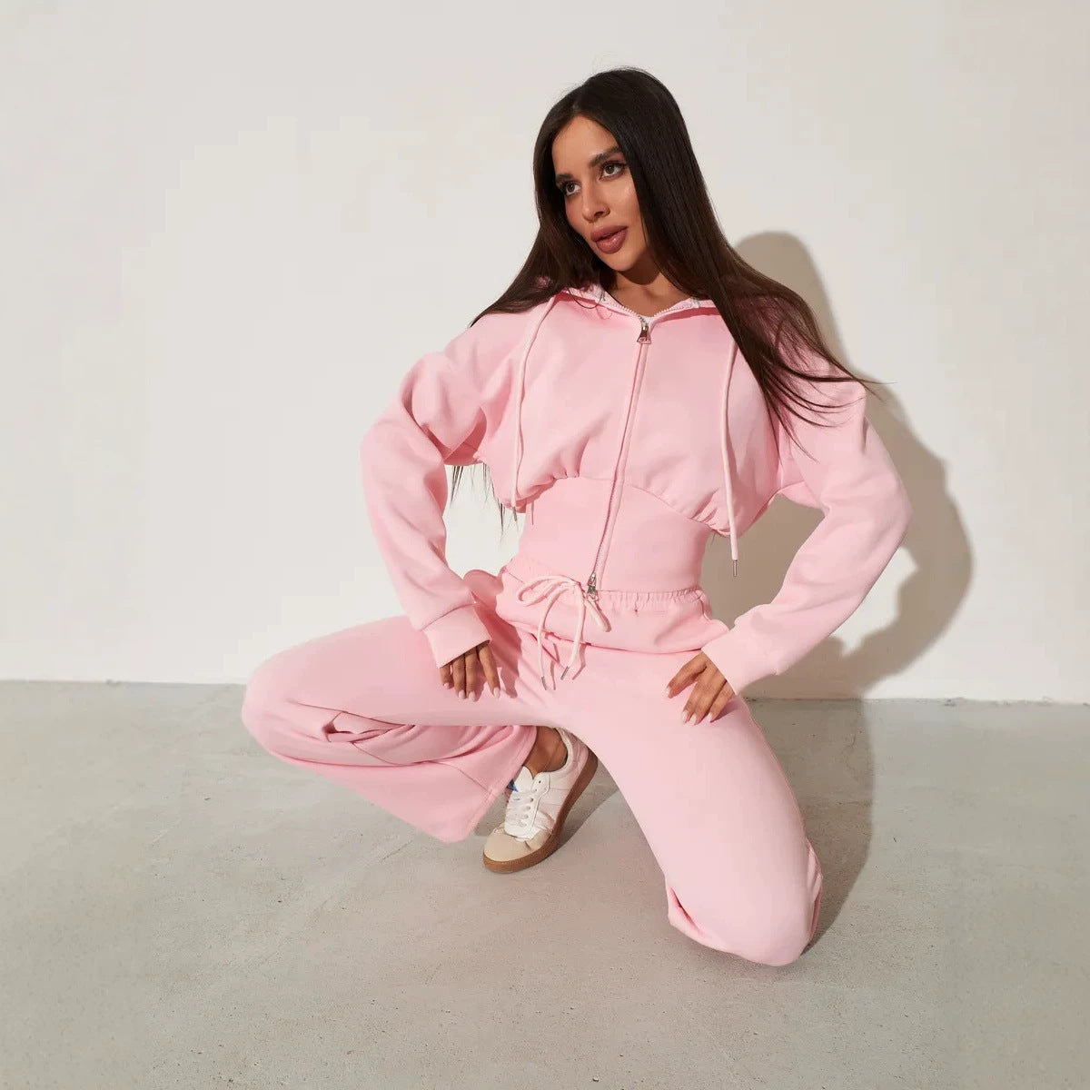 Coat and Wide-Leg Pants Set women&
