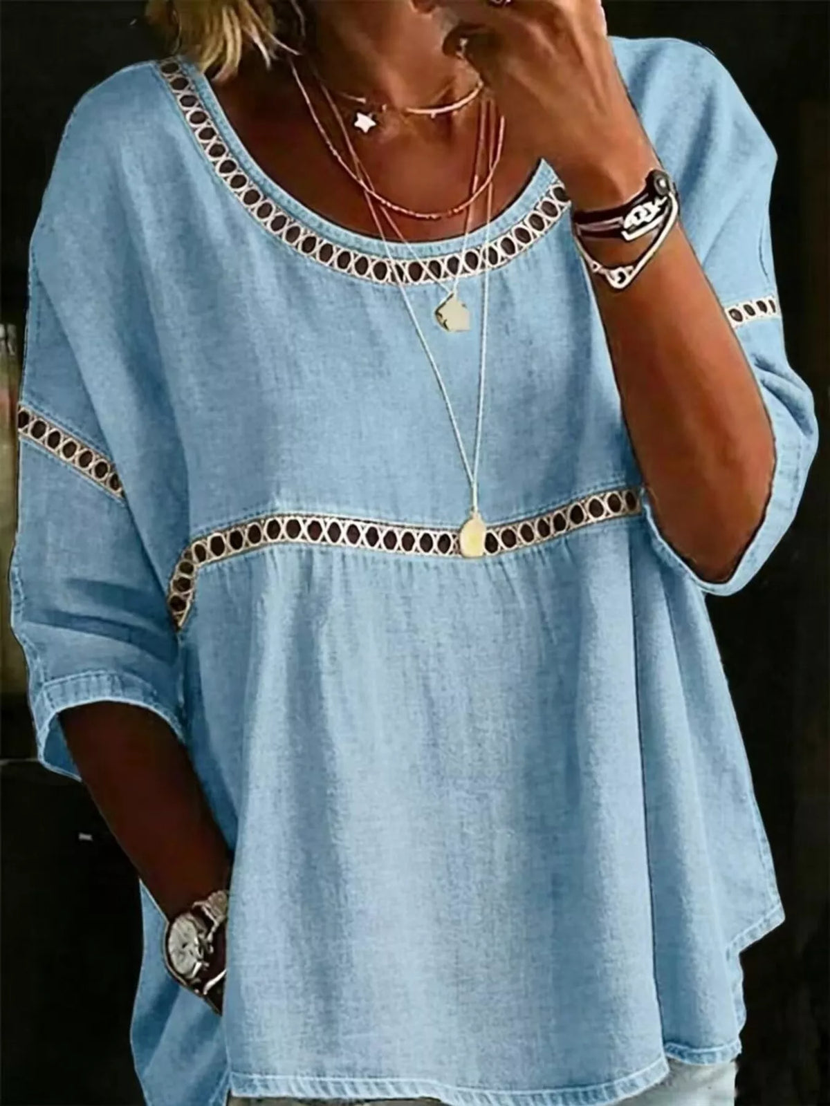 Plus Size Hollow Out Top hollow-out design
