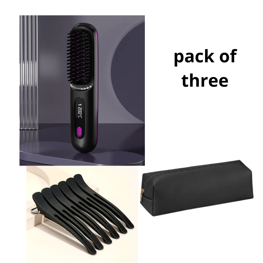 Wireless hair straightener brush for smooth hair