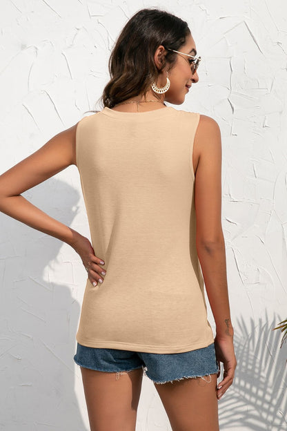 Ivy Lane Deep V Tank decorative button detail