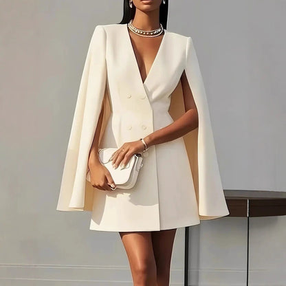 Double-Breasted Shawl Cloak Dress shawl collar