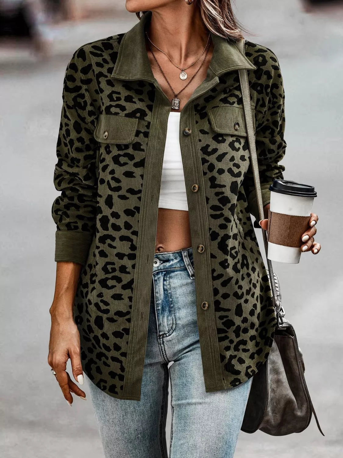 Plus Size Leopard Print Jacket leopard print design