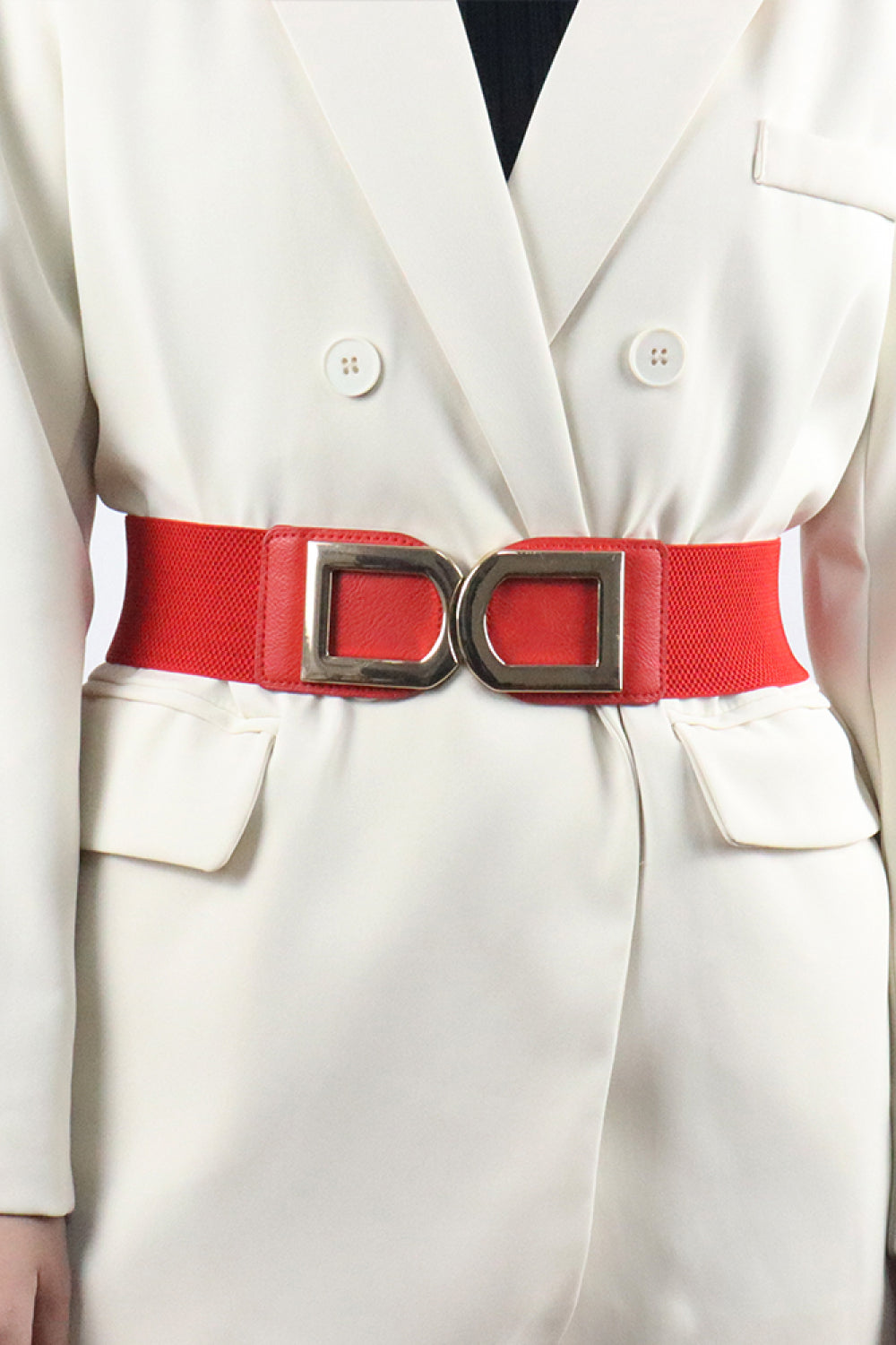 Double D Buckle PU Belt double buckle detail